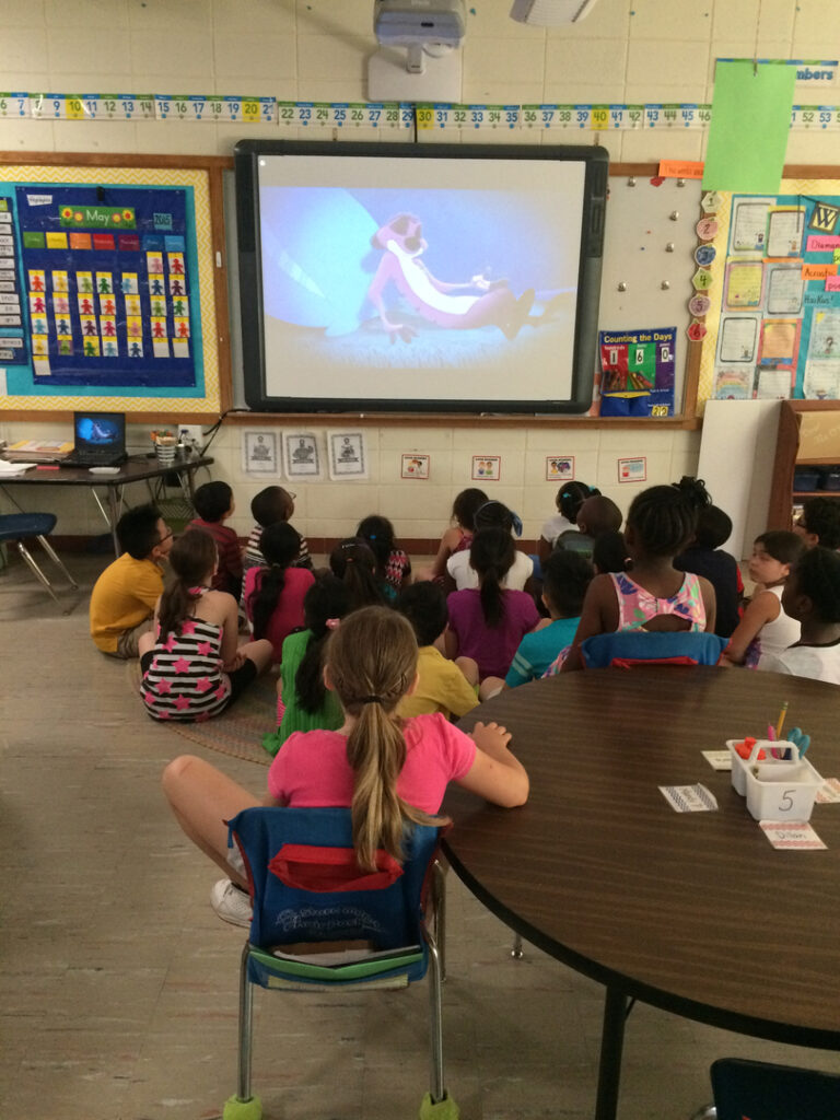 Students watch a movie during the 2015 Student SAFE event.