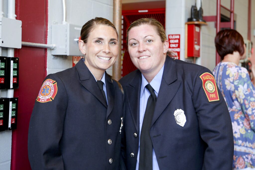 Two female firefighters during the 2017 dedication.